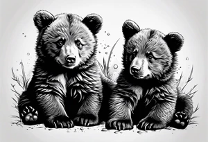 2 bear cubs playful tattoo idea