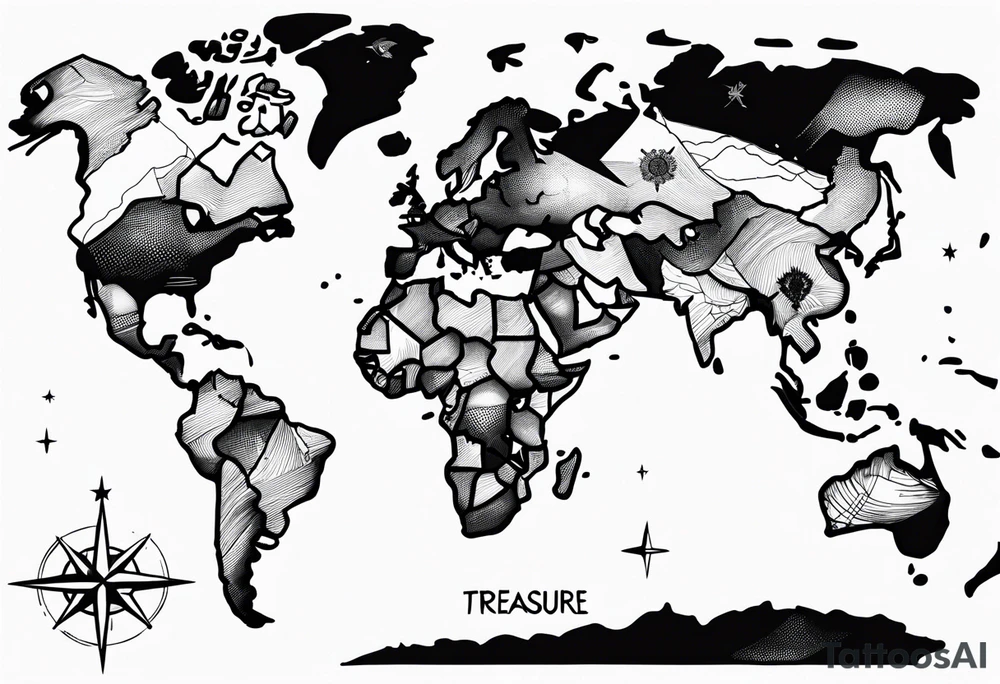 Cartographic Map Treasure tattoo idea