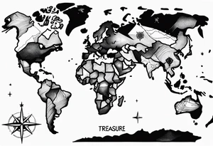 Cartographic Map Treasure tattoo idea