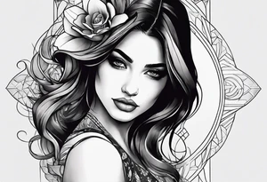 Girl where half the face is happy and half the face is sad tattoo idea