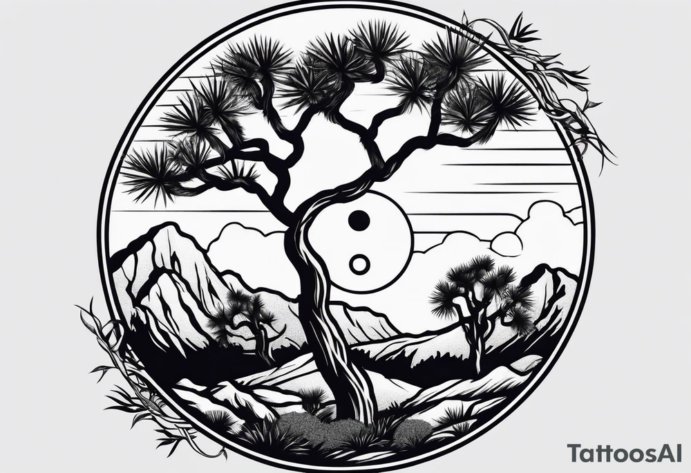 Joshua tree yin and yang tattoo idea