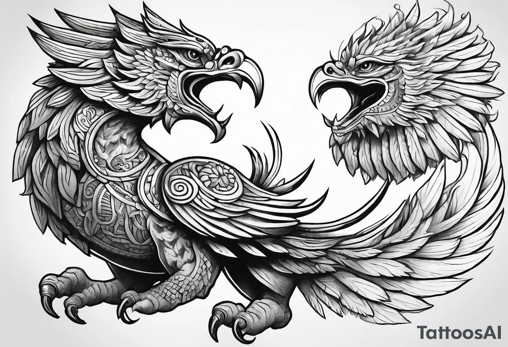 Quetzalcoatl flying full body tattoo idea