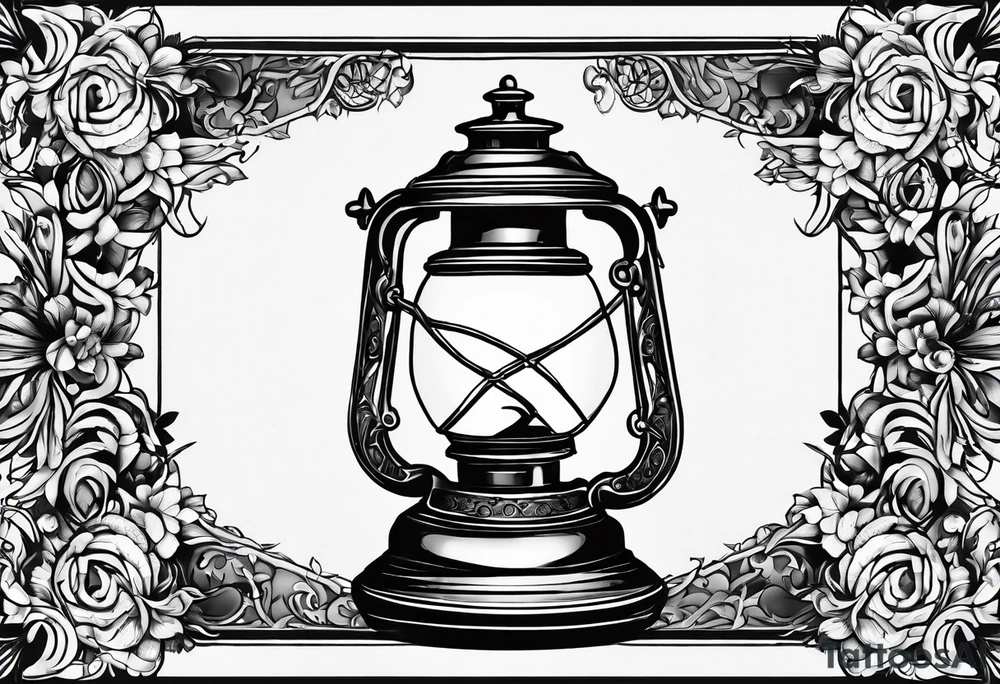 Oil lamp with grave tattoo idea