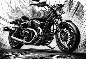 motorcycle riding at night in the city tattoo idea