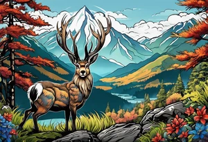 jackelope  mountain forest tattoo idea