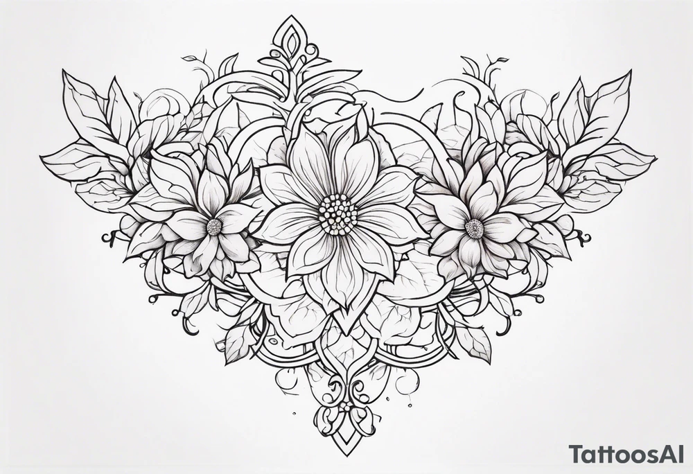 small ornate floral sternum tattoo tattoo idea