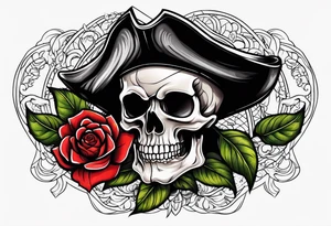 pirate skull with rose tattoo idea