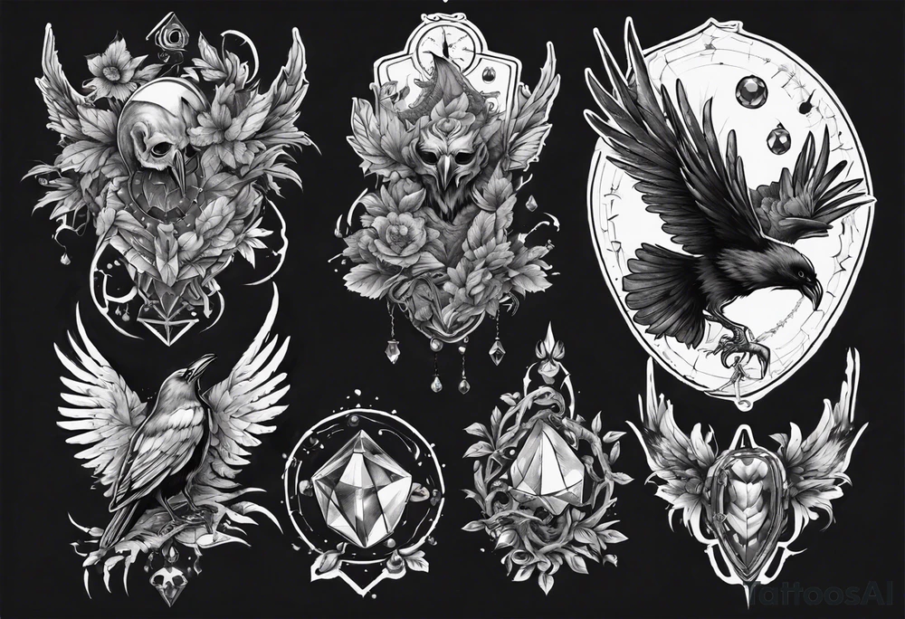The Demon Raven Stolas, a Prince of Hell who is obsessed with gems, knowledge of astrology and poisonous plants. tattoo idea
