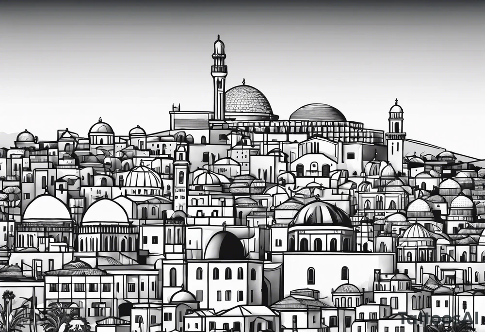 israel city vector vignette tattoo idea