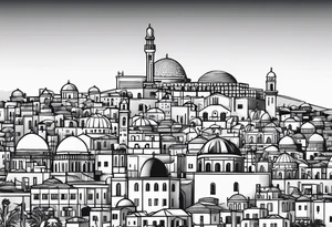israel city vector vignette tattoo idea