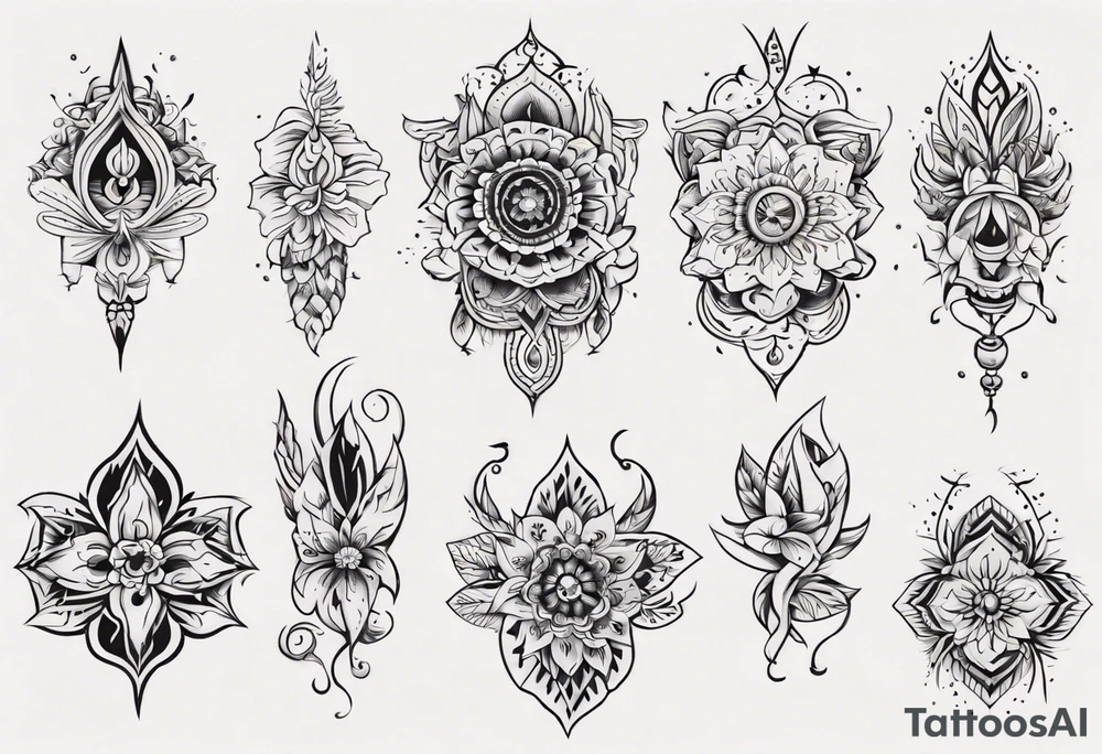 Minimalist Ornemental traditional henne style tattoo idea
