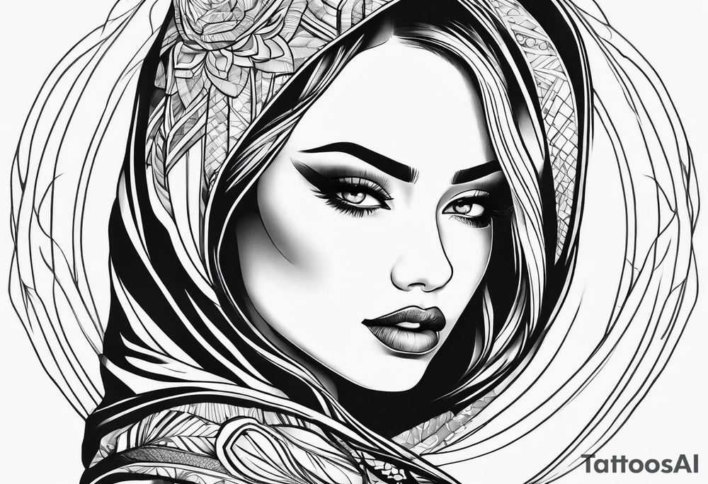 Thin lines of a women side faces not realistic tattoo idea Thin lines of a women side faces not realistic tattoo idea