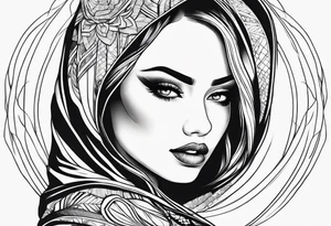Thin lines of a women side faces not realistic tattoo idea