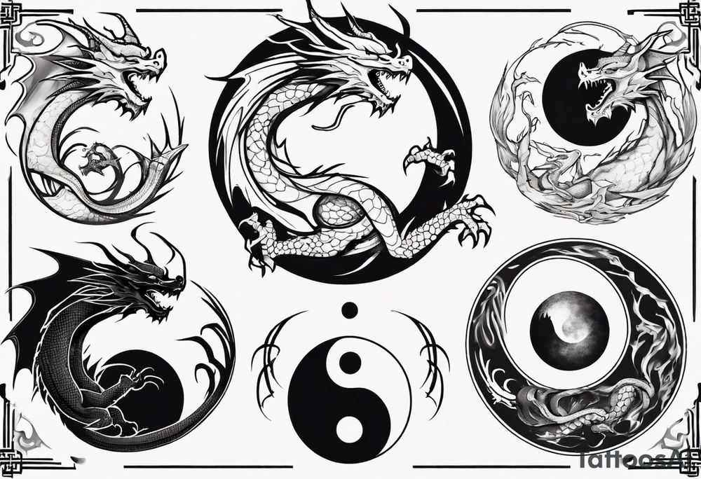 Dragons Creating Yin Yang tattoo idea