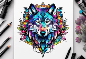 Trippy Wolf tattoo idea