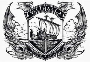 Valhalla sword ship dragon shield tattoo idea