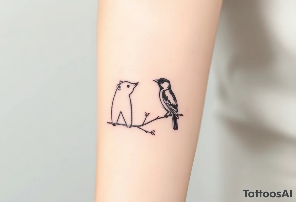 A bear, woodpecker and cardinal tattoo idea