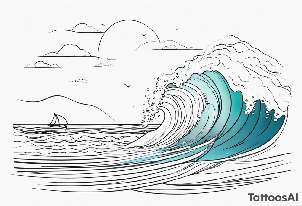 One line ocean tattoo idea