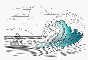 One line ocean tattoo idea