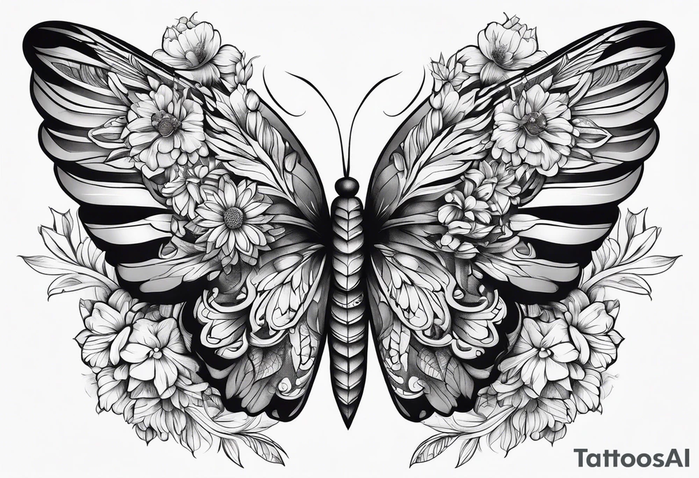 wing, flower, tattoo idea