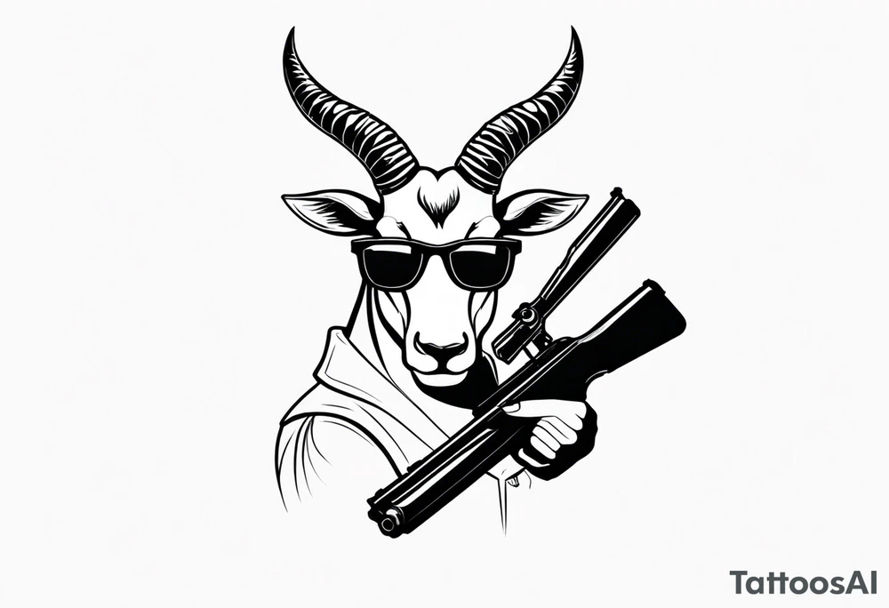 capricorn man with sunglasses and gun tattoo idea
