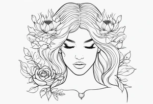 she is fire and flowers, feminist tattoo, strong but really delicate, fine lines tattoo idea