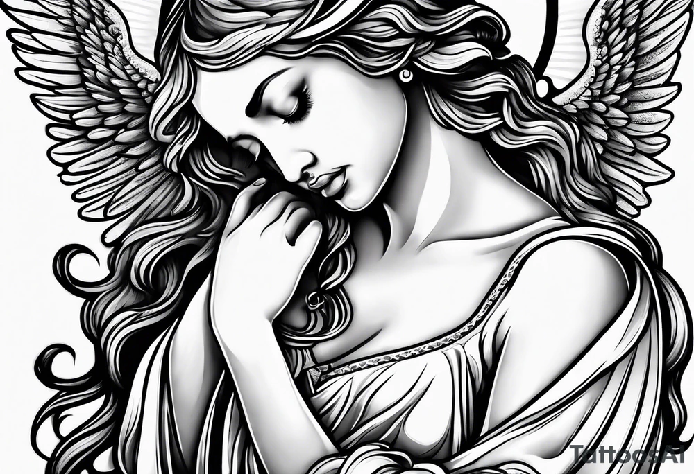 Crying angel tattoo idea