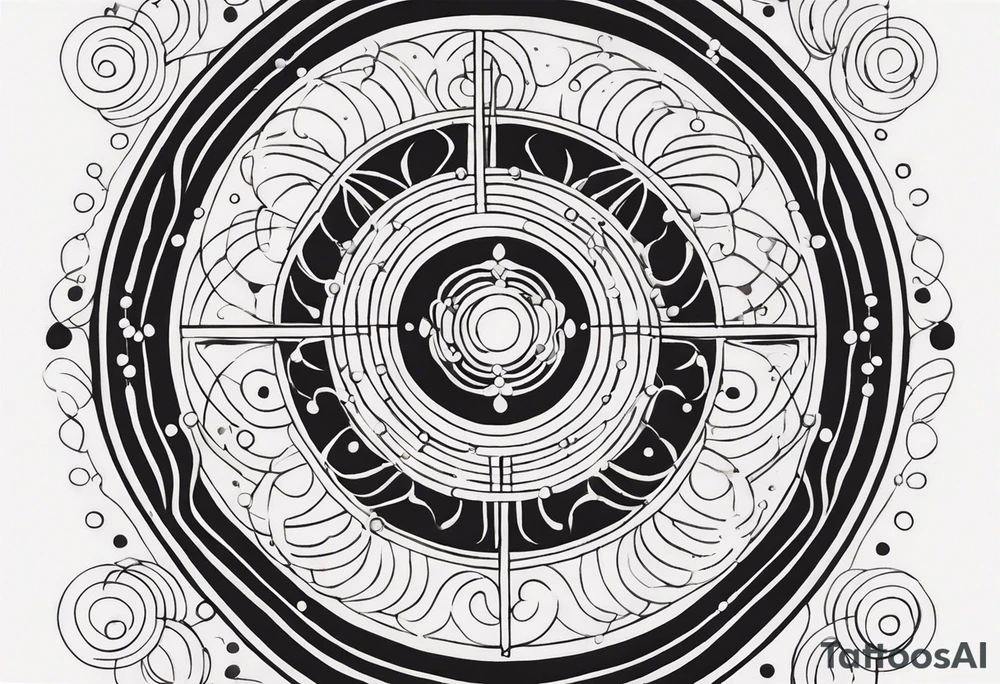 spiritual design made of black dots and circles tattoo idea