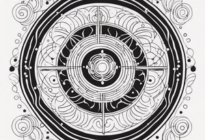 spiritual design made of black dots and circles tattoo idea