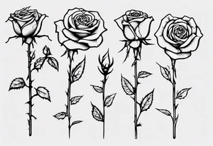 a one-line rose, add some splattered red blood and thorns, small, very simple, with the name Jesus as the stem tattoo idea