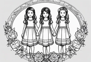 3 little Girls holding hands in a circle tattoo idea