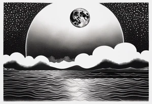 The moon rising over the ocean tattoo idea