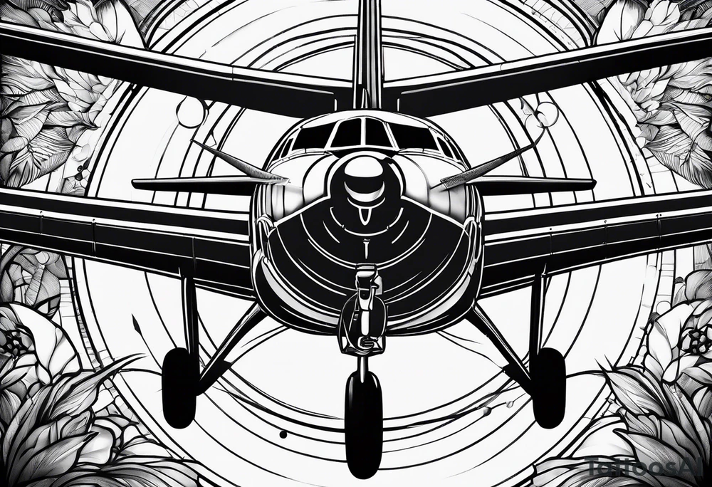 compass airplane tattoo idea