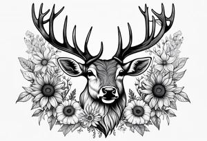 fine line sunflowers and wildflowers deer antler No deer , tattoo idea