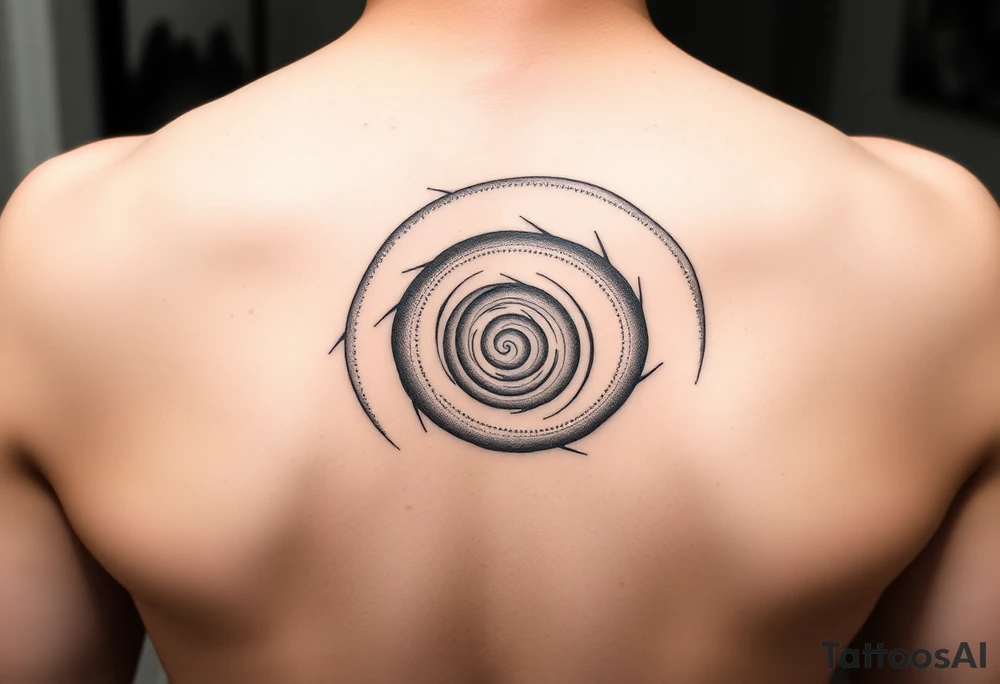 spirally flowing space with stipple shading tattoo idea