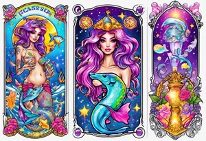 Lisa frank pisces tarot card tattoo idea