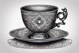 The outside should look like a stamp. So a stylus edge and a square and on the inside there should be a drawing of a Turkish teacup, i.e. a chai. tattoo idea