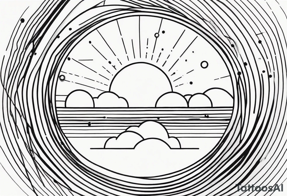 Sun with lines and dots tattoo idea