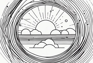 Sun with lines and dots tattoo idea