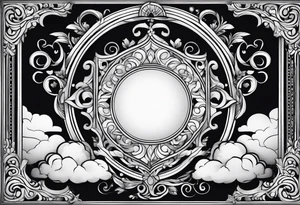 clouds jacobean swirl frame vignette tattoo idea