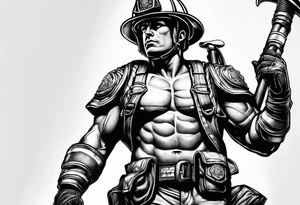 Firefighter in the famous atlas titan pose tattoo idea