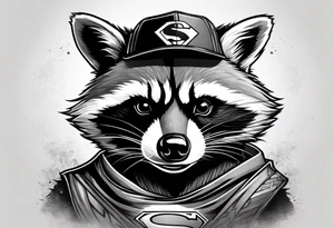 raccoon wearing a Superman t-shirt tattoo idea