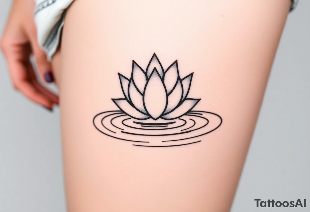 serene lotus flower emerging from sacred waters with ripples tattoo idea