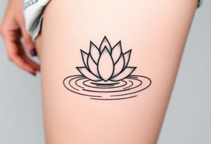 serene lotus flower emerging from sacred waters with ripples tattoo idea