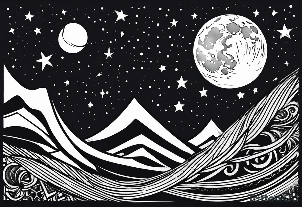 Moon with a shooting star tattoo idea