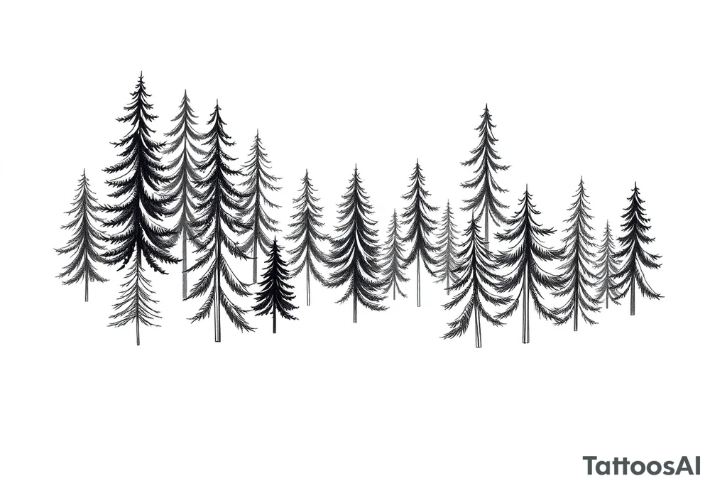 Coniferous forest tattoo sleeve black and gray tattoo idea