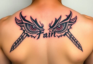 The Nagatto'rinneggan just the eyes with a word writed "Pain" in japanese tattoo idea