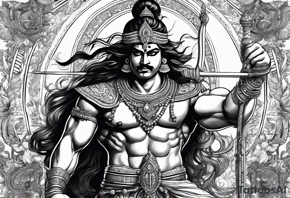 Karna Mahabharata With Bow tattoo idea