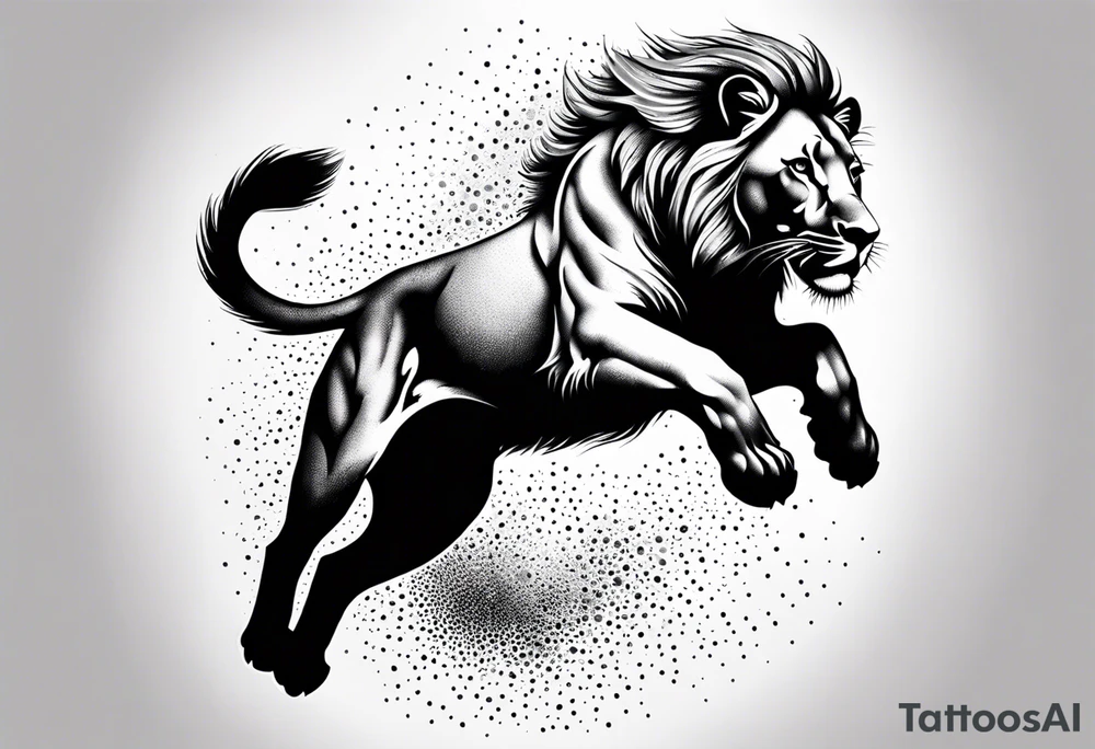 Lioness jumping online tattoo idea