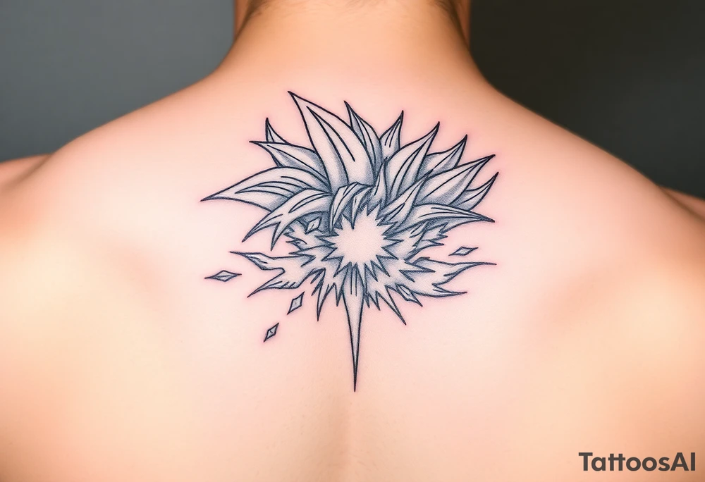 legendary dragonball z scene with energy aura and power effects tattoo idea